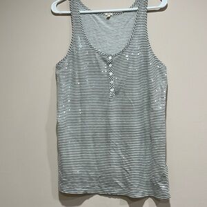 J. Crew Black and White Fitted Sleeveless Tank Top